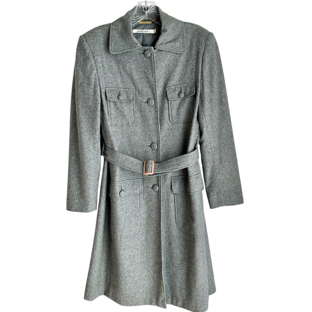 Angelica L. Gray Belted Long Wool Blend Vintage Coat Size 4